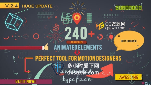 240组Motion动态图形元素包 VideoHive – Shape Elements AE模板