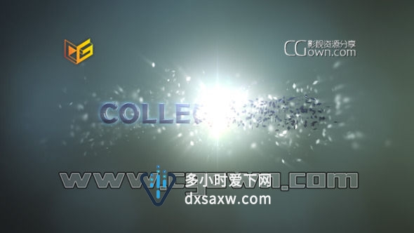 AE模板 用于任何文本或图形标志发光粒子动画 Collect logo