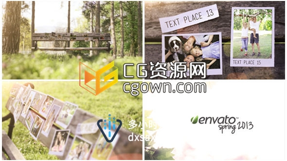 AE模板 实拍清新自然森林公园展示家庭照片专辑相册视频