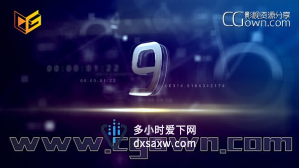AE模板时尚3D玻璃质感倒计时视频素材包括AE源文件