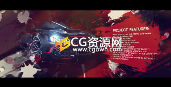 创意水墨油漆图文宣传视频AE模板流体文字标题动画