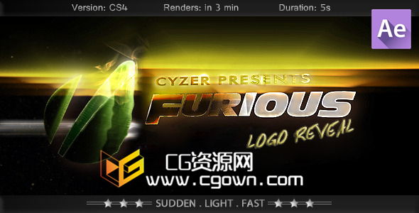 快速强大的积极进取的标志 Videohive Furious Logo – Fast Powerful Simple Reveal AE模板