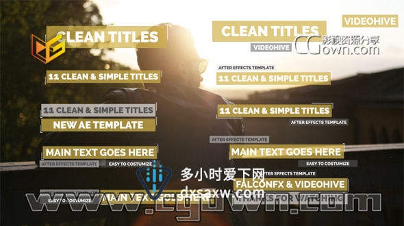AE模板 11种简单简洁明快标题字幕条包装设计 免费下载