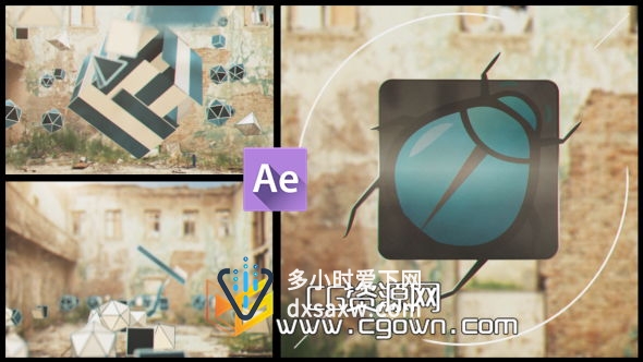 城市标志动画 街道实景与3D动画合成 Videohive Urban Logo Ident AE模板