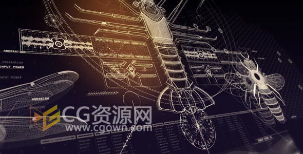 AE模板100多组仿生学HUD元素科幻技术全息信息图表动画工程