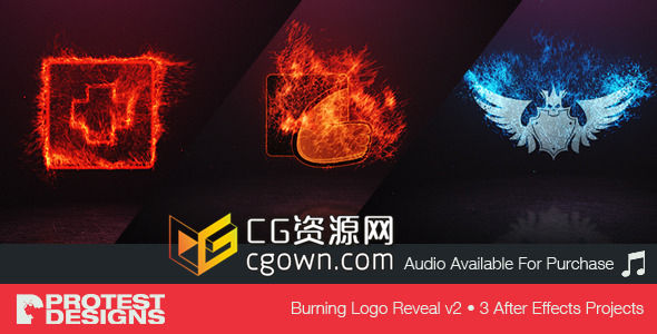 AE模板 火焰燃烧粒子标志片头动画 电影企业LOGO展示动画
