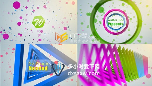 AE模板 多彩三维变幻运动图形演绎标志LOGO片头动画