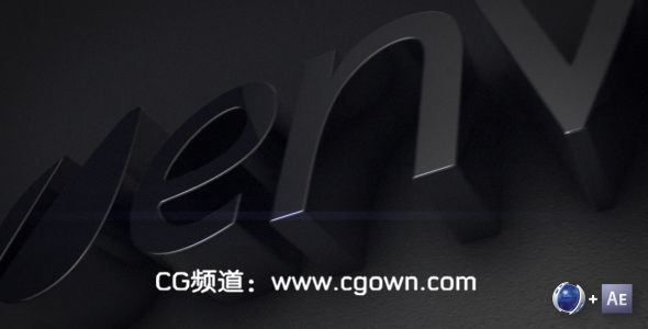 AE模板 黑色光泽徽标标志片头 Black Gloss Logo