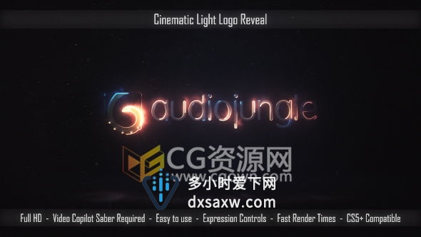 电影光效标志演绎动画AE模板 边缘光线扫光LOGO片头效果
