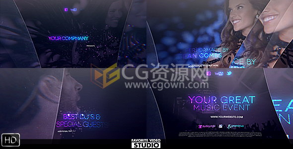AE模板豪华时尚公司庆祝或音乐盛会视频制作包装工程