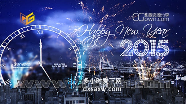 AE模板-优雅现代都市夜晚的气氛庆祝除夕2015新年快乐倒计时工程