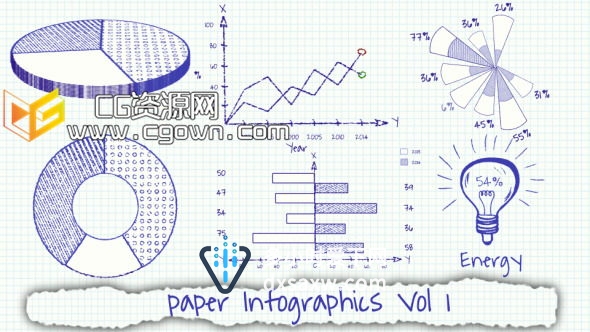 本文信息图表 素描线条纸 教育学校 Videohive Paper Infographics Vol 1 AE模板