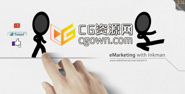 AE模板 互联网电子商务网络营销宣传视频 卡通火柴人动画