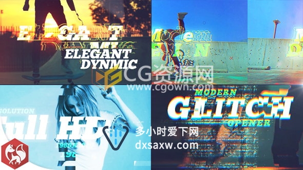AE模板故障创意片头时尚娱乐极限体育运动宣传视频制作