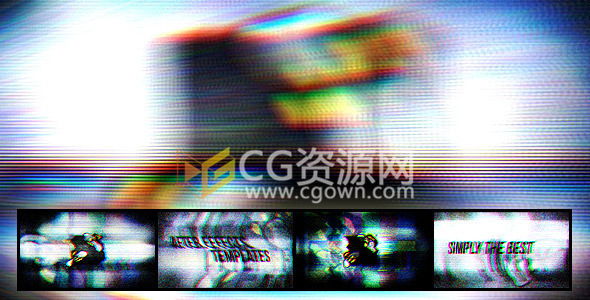 终极故障效果展示标志动画AE模板 高科技毛刺显示器演绎LOGO
