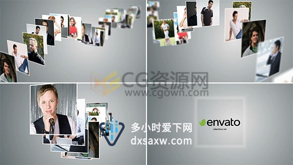 AE模板众多矩阵图片动画展示LOGO公司片头标志动画效果