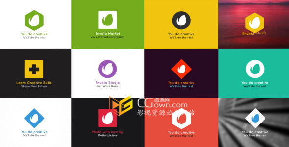 多种翻转折叠动画简约图形动画展示标志LOGO动画