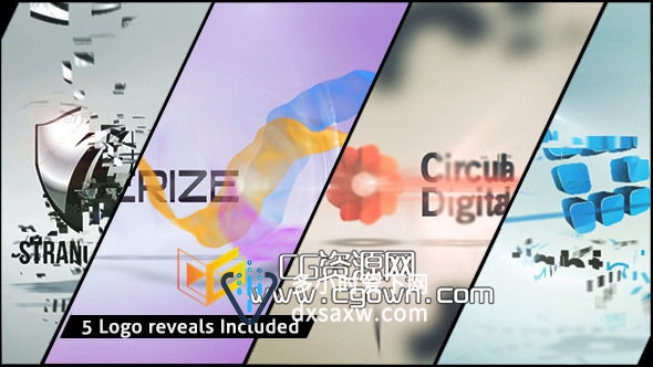 公司标志5种独特优雅动画 Videohive Corporate Logo XV Clean Effects AE模板
