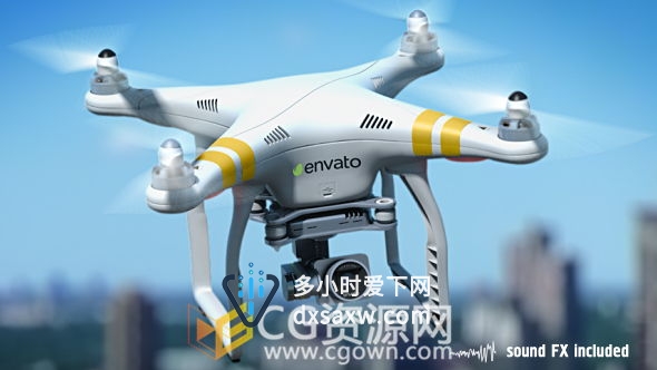 AE模板四轴飞行器航拍摄像技术宣传标志机器动画视频