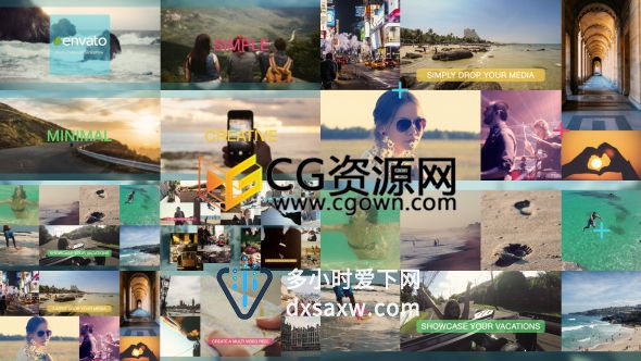 AE模板多张图片同时展示企业动感时尚现代宣传视频动画