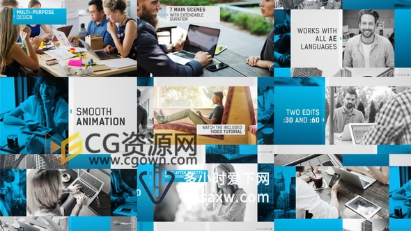 时尚三维方块动态图文展示效果企业商业产品宣传片视频-AE模板下载