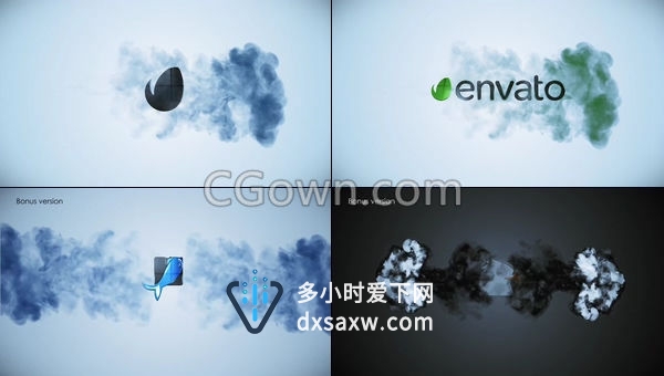 4K分辨率墨水冲击烟雾散粒子开明亮LOGO片头效果动画-AE模板下载