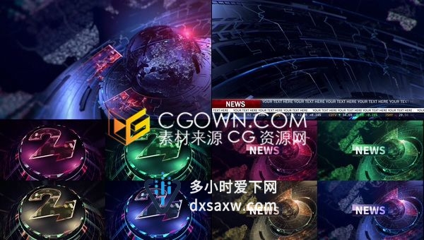 电视News包装制作工程片头经济新闻体育天气多屏幕广播-AE模板下载