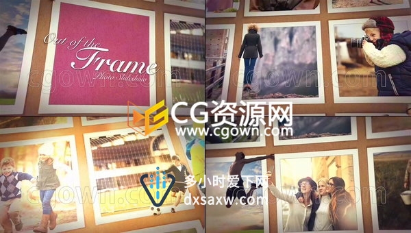 创意照片墙相册人物走出相框架外效果相册视频-AE模板下载