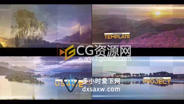 像素拉伸撕裂转场动画视差图片效果宣传视频制作-AE模板下载