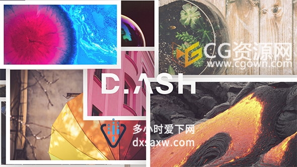 AE模板创意照片拼贴相册视频相框分层转场动画效果