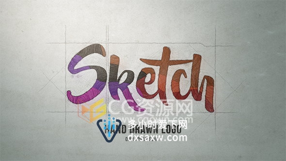 AE模板手绘素描LOGO上色效果演绎标志片头动画