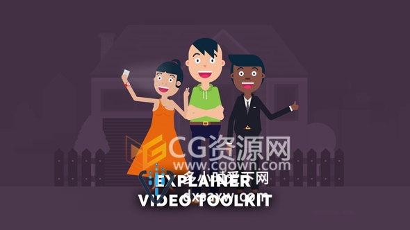 制作卡通动画视频二维角色解说人物介绍宣传效果AE模板