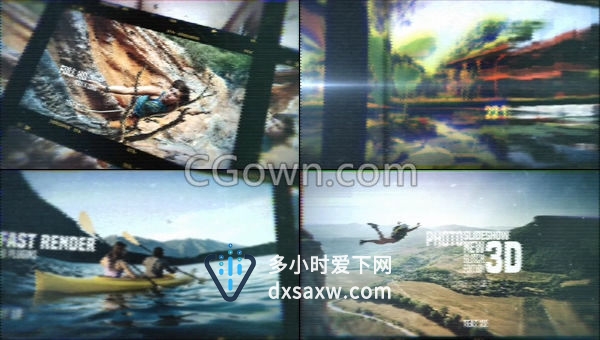 3D视差图片开场照片幻灯片放映视频故障失真效果-AE模板下载