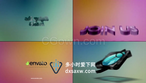 3D光泽质感反射标志快速旋转公司企业透明玻璃LOGO演绎动画-AE模板下载
