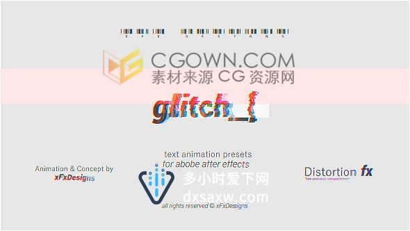 Glitch特效制作文本生成器失真损坏抽搐跳动效果-AE模板下载