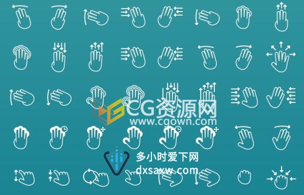 150种操作手势动画展示演绎平板电脑手机网页点击触摸效果-AE模板