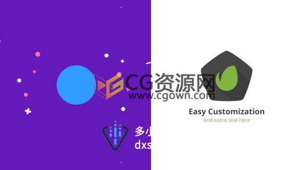 简单图形动画元素演绎标志LOGO片头视频制作工程-AE模板