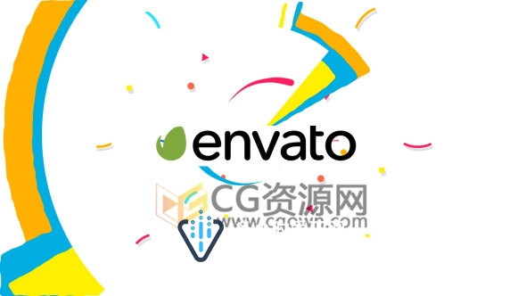 AE模板彩色碎纸图形动画演绎LOGO动画片头工程文件