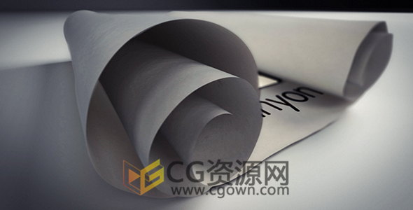 3D纸张卷轴展开动画演绎LOGO效果建筑蓝图打开-AE模板下载