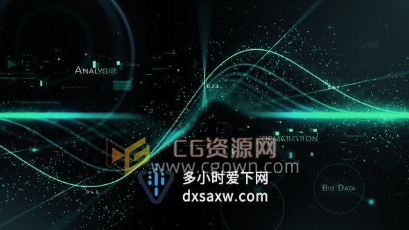 AE模板高科技线条粒子波浪动画自然科学科幻宣传片头