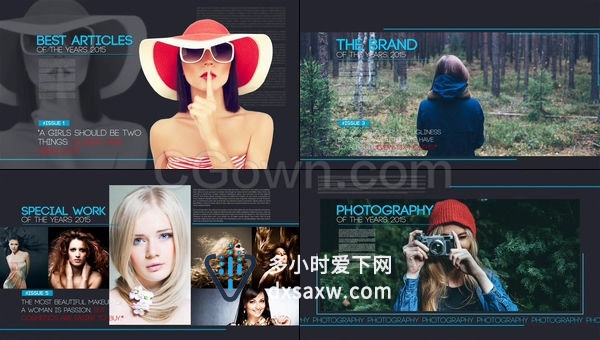杂志版面封面包装设计介绍模特时尚人物照片宣传视频制作-AE模板下载