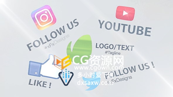 8组简约现代企业标志片头社交媒体LOGO动画AE模板