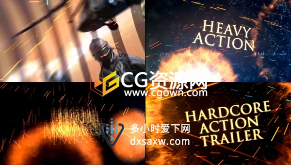 粒子火花四射力量战斗动作宣传片头视频制作-AE模板下载
