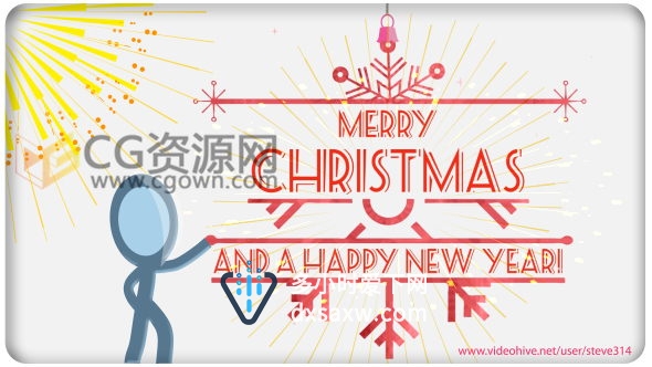 火柴人卡通圣诞节宣传片头祝福节日快乐视频制作-AE模板下载