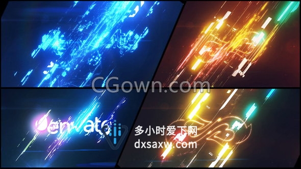 彩色失真故障能量冲击效果LOGO片头动画制作-AE模板下载