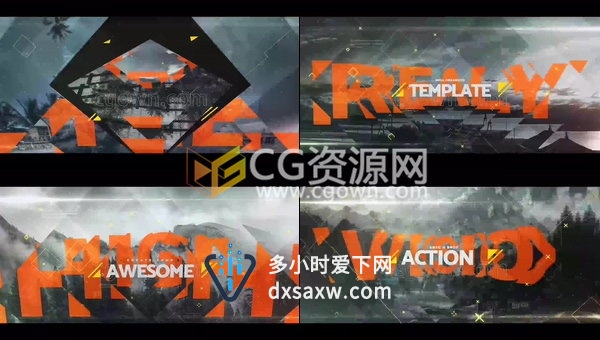 矩形分割透视视差幻灯片效果振奋激励宣传视频制作-AE模板下载