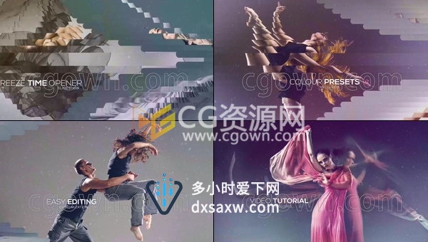 定格图片人物介绍视频图形分割动画转场优雅时尚宣传-AE模板下载