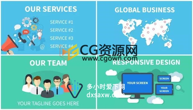 扁平化公司商务介绍企业宣传MG动画视频制作工程-AE模板下载