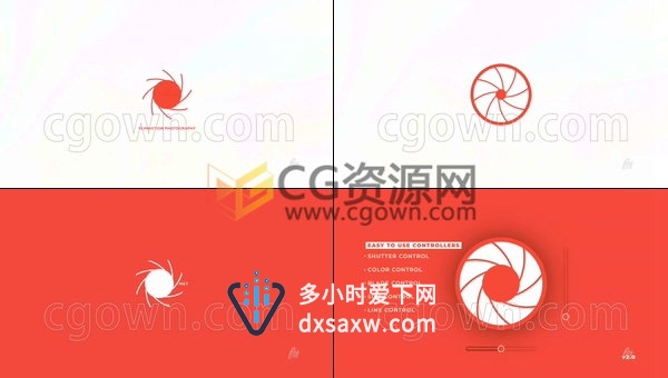 摄影机镜头光圈快门图形动画演绎摄影师LOGO片头-AE模板工程