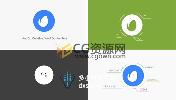 环形圈简约图形介绍企业标志展示LOGO片头动画-AE模板下载